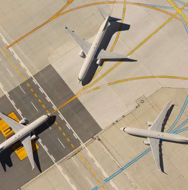 view on parked aircraft from above view on parked aircraft from above