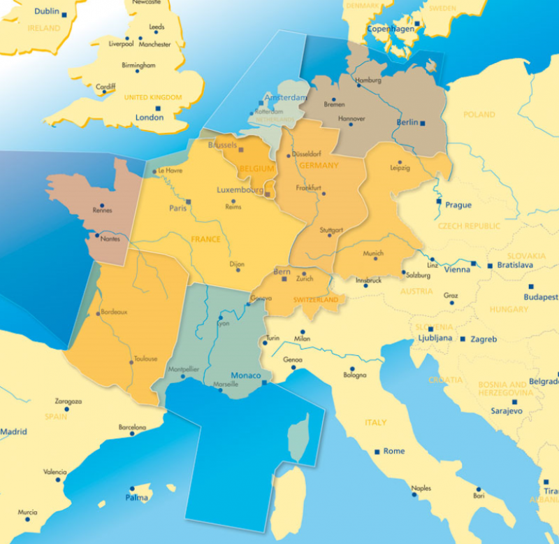 map displaying FABEC countries