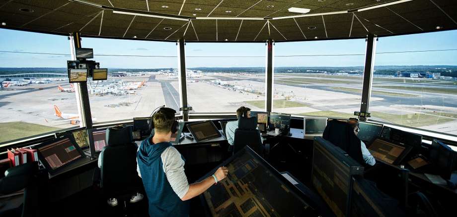 view from tower onto airport apron