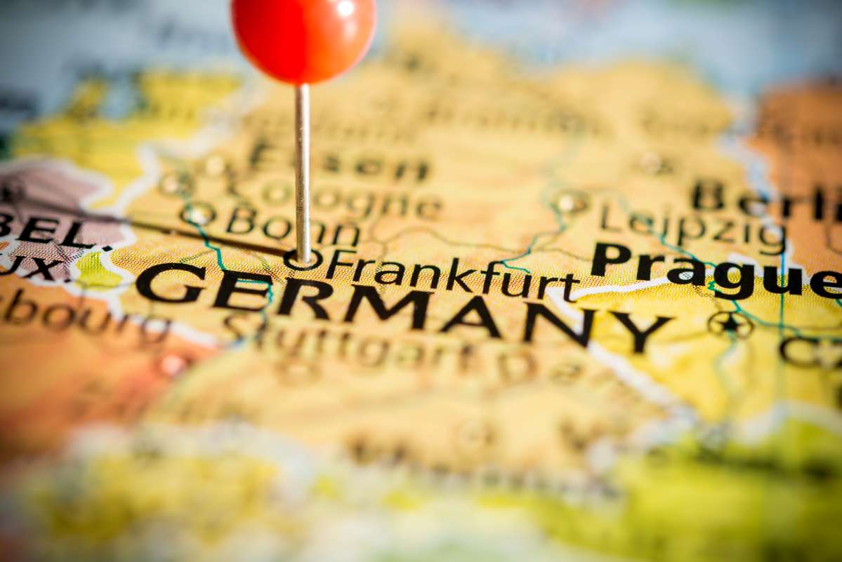 German map extract pointing at Frankfurt German map extract pointing at Frankfurt